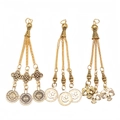 Detailed view of alloy prayer bead tassels with vintage coins and star moon charms - Coin Double Eagle and Star Moon Style (PX20)