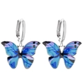 Détails de boucles d'oreilles papillon avec un dégradé de couleurs bleu et violet - Style Bleu Violet Dégradé