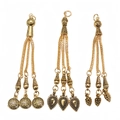 Detailed view of alloy tassel charms with religious coins and pinecone pendants - Religious Medal Teardrop and Pine Cone Style (PX13)