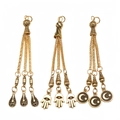 Detailed alloy long tassel pendant with Hamsa hand and star moon symbols for prayer beads - Hamsa Hand Star Moon and Teardrop Style (PX12)