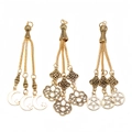 Detailed set of vintage gold alloy prayer bead tassels with moon and star metal charms - Star Moon and Celtic Knot Style (PX11)