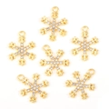 Set mit 6 goldene Schneeflocken-Anhänger mit weißen Zirkonen für DIY-Halsketten - Gold Hohl Schneeflocke (Abb 5)