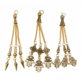 Three styles of golden alloy long tassels with Hamsa Hand charms for Tesbih prayer beads - Hamsa Hand and Cone Spike Style (PX9)