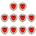 Lot de 10 pendentifs cœurs rouges en acrylique et strass pour création de bijoux DIY - Rouge