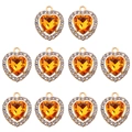 Lot de 10 breloques coeur orange en alliage doré et strass pour la création de bijoux DIY - Or