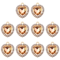 Lot de 10 breloques coeur champagne dorées avec strass brillants pour bijoux artisanaux - Champagne