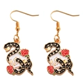 Detail of gothic serpent and skull earrings with red roses and colorful enamel finish - Snake and Skull Rose Style (px0316-3)