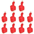 Set of 10 red thumb-up enamel charms with gold trim for DIY jewelry making - Thumbs Up