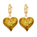 Funkelnde goldene Herz-Ohrringe mit Glitzer-Anhänger für Damen im minimalistischen Stil - Gold