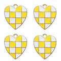Yellow and white checkered heart pendant charm for DIY jewelry and earrings - Yellow Heart
