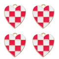 Red and white checkerboard heart charms with gold plating for DIY jewelry making - Red Heart