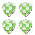 Checkerboard green heart charms in gold plating for DIY jewelry making and crafts - Green Heart