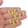 Yellow enamel lightning bolt charms made of alloy for DIY earring and bracelet crafts - Yellow