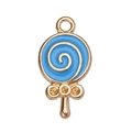 Lollipop shape alloy pendant with sky blue enamel and gold plating for DIY jewelry making - Blue
