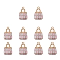 Pink and white checkerboard heart bear handbag pendant charms for DIY jewelry - Pink Bag