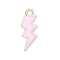 Close-up of a pink enamel lightning bolt pendant with a gold-plated metal border - Pink