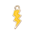 Detailed view of a yellow enamel lightning bolt charm with gold metal plating edges - Yellow