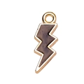 Détail du pendentif éclair avec bordure dorée et émail foncé pour la création de bijoux - Noir