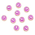 Vue détaillée de 10 perles rondes éclair en émail violet pour bijoux DIY - Violet