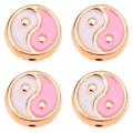 Pink and white yin yang enamel charms with rose gold finish for DIY jewelry making - 10mm / Pink Tai Chi Pattern