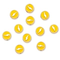 Détail de perles plates 8mm en émail jaune avec motif éclair pour création de bijoux - Jaune