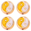 10mm yellow and white enamel yin yang charms for DIY bracelet and necklace making - 10mm / Yellow Tai Chi Pattern
