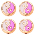 DIY purple Yin Yang beads with gold trim and oil drip finish for jewelry making - 10mm / Purple Tai Chi Pattern