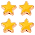 Set of four yellow enamel star beads with gold finish for DIY jewelry making - 10mm / Yellow Star Pattern