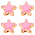 Pink enamel star charms with gold-plated base for DIY bracelet and necklace jewelry making - 10mm / Pink Star Pattern