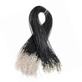 Collar de cordón encerado negro de 1,5 mm con cierre de langosta plateado y ajustable - Negro