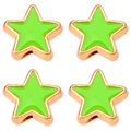 Fluorescent green star beads with rose gold metal frame for DIY jewelry making - 10mm / Green Star Pattern
