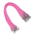 Cordones de collar encerados rosa con cierres de langosta plateados y cadenas - Rosa