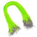 Cordón de collar encerado verde neón con cierre de mosquetón y cadena extensible - Verde Hierba
