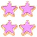 Set of four 10mm light purple star charms with rose gold edges for DIY jewelry making - 10mm / Purple Star Pattern