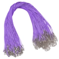 Collares de cordón encerado lila de 1,5mm con cierre de langosta y cadena ajustable - Púrpura
