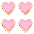 Pink heart-shaped enamel beads with gold plating for DIY jewelry making set of four - 10mm / Pink Heart Pattern