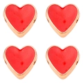 DIY 10mm red heart beads with gold-plated metal borders and enamel finish for jewelry making - 10mm / Red Heart Pattern