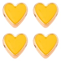 DIY yellow heart-shaped enamel beads with gold plating for custom jewelry bracelets - 10mm / Yellow Heart Pattern