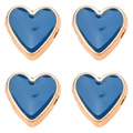 Blue enamel heart charms in rose gold finish for DIY jewelry making and bracelets - 10mm / Peacock Blue Heart Pattern