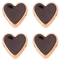 DIY 10mm heart-shaped rose gold alloy beads with black enamel finish for jewelry making - 10mm / Black Heart Pattern
