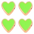 10mm fluorescent green enamel heart beads with rose gold alloy trim for DIY jewelry making - 10mm / Green Heart Pattern