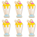 Set of 6 golden enamel ice cream pendants for DIY bracelets and creative jewelry making - White