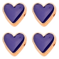 DIY heart beads in gold-plated metal with deep blue enamel finish for jewelry making - 10mm / Royal Blue Heart Pattern