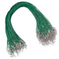 Cordón de collar verde de 1,5mm con cierre de mosquetón plateado y cadena ajustable - Verde