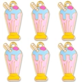 Pink and blue enamel ice cream pendants with gold metal trim for DIY jewelry - Pink