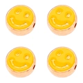 Yellow enamel smiley face charm beads in rose gold finish for DIY jewelry making - 10mm / Yellow Smile Pattern