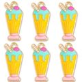 DIY colorful alloy ice cream milkshake pendants for jewelry making with gold-plated edges - Yellow