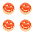 Set of four 10mm orange enamel smiley face charms in gold-plated alloy for DIY jewelry - 10mm / Orange Smiley Face Pattern