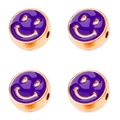 DIY purple enamel beads with rose gold smiley face patterns for jewelry making - 10mm / Dark Purple Smiley Face Pattern