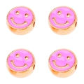 Pink enamel smiley face charms with golden base for DIY bracelet and necklace making - 10mm / Light Purple Smiley Face Pattern